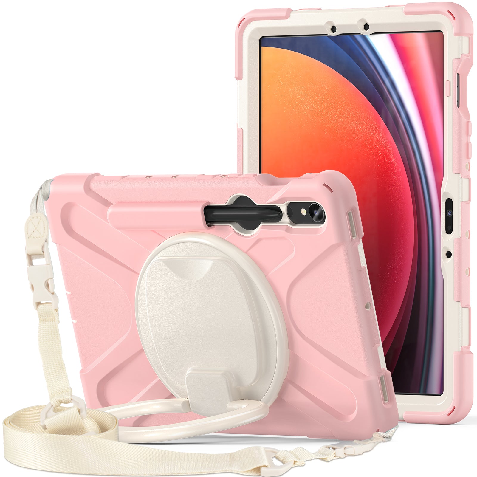 Til Samsung Galaxy Tab S9 S8 S7 PC Silikone Beskyttelsesetui Roterende Kickstand Robust tabletcover med skulderrem Til Samsung Galaxy Tab S9 S8 S7 PC Silikone Beskyttelsesetui Roterende Kickstand Robust tabletcover med skulderrem